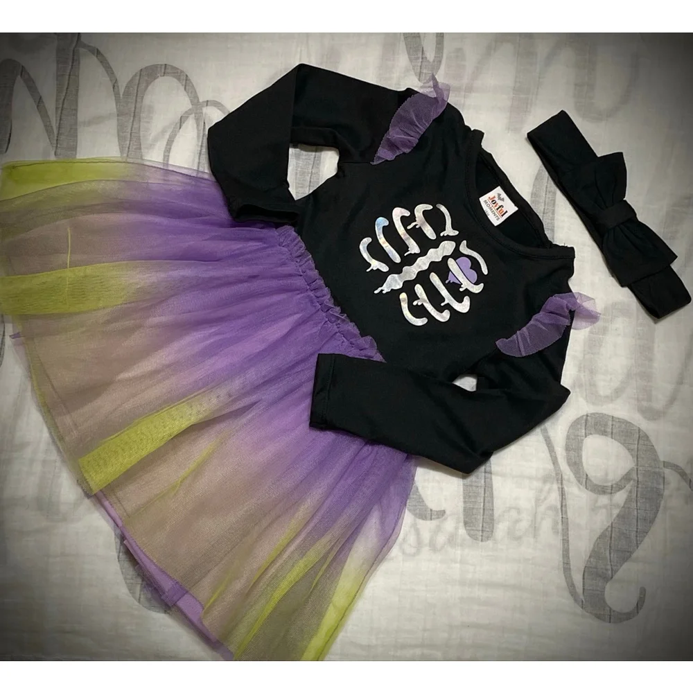 Baby Joyful Moments Halloween Skeleton Costume Black Purple 18M tulle